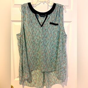 Dorothy Perkins Flamingo Print Sleeveless Blouse Size Large